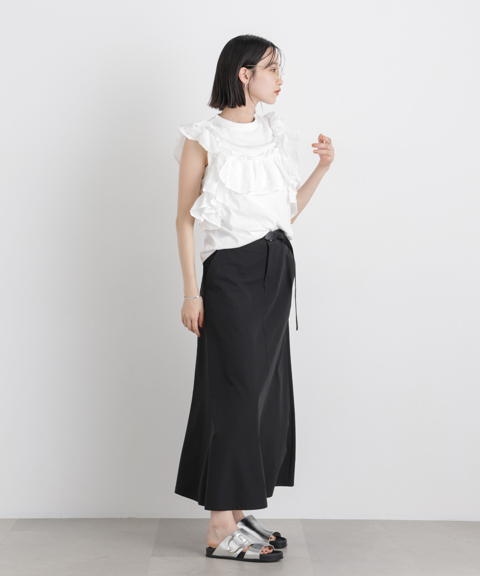 nano･universe「3wayデザインフリルコンビカットトップス」|Tシャツ・カットソー|