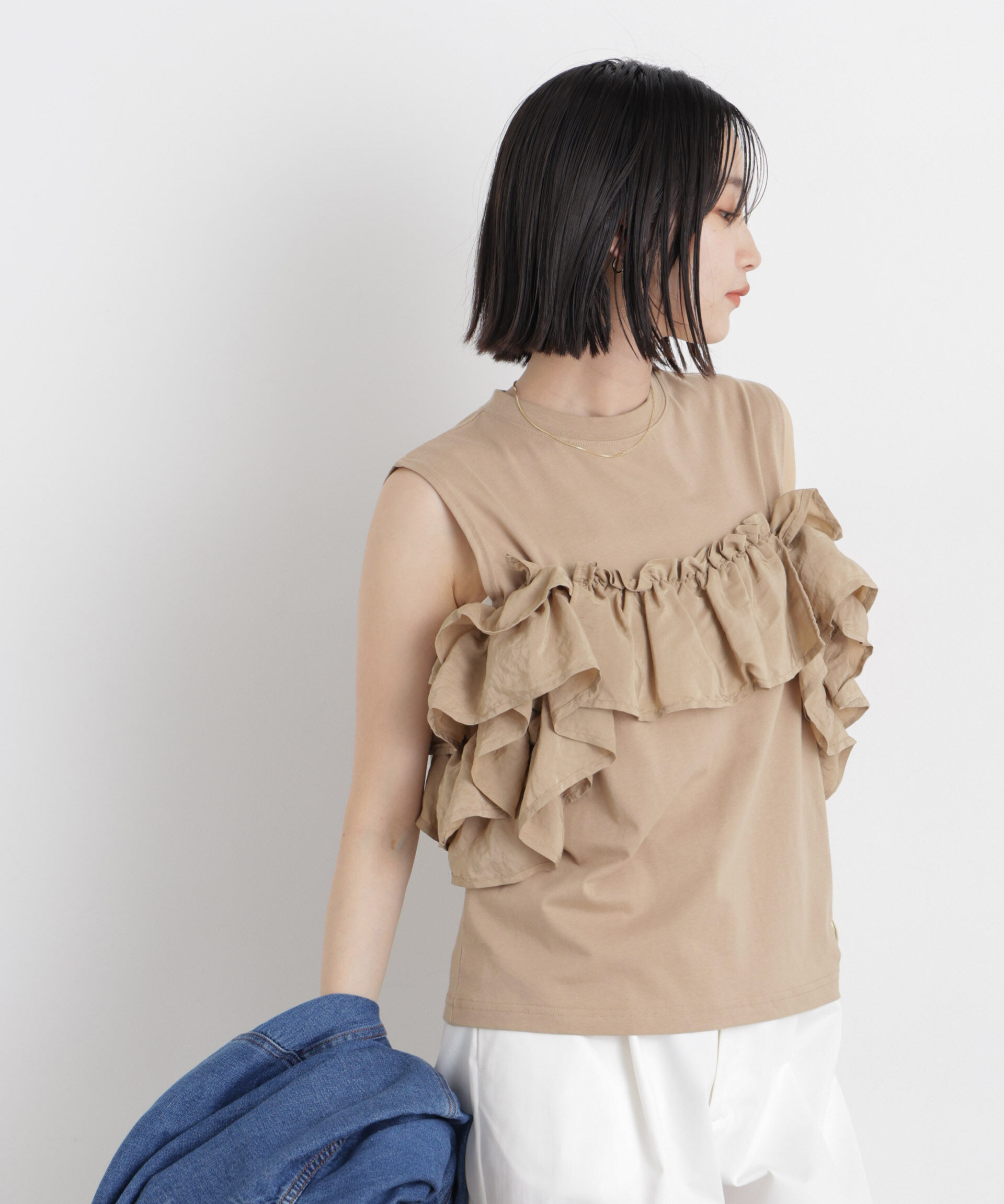 nano･universe「3wayデザインフリルコンビカットトップス」|Tシャツ・カットソー|