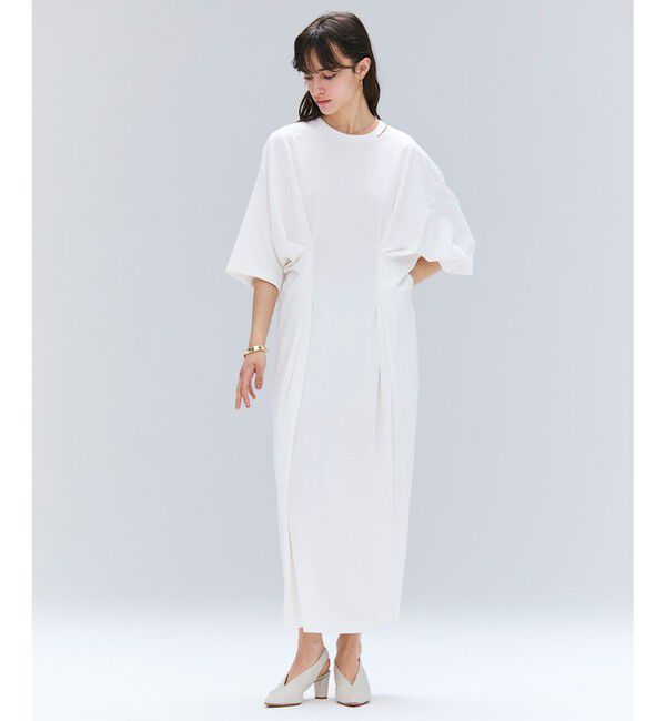 BEIGE,「【洗える】S.BABILA / スリットネックウエストタックワンピース」|ワンピース|