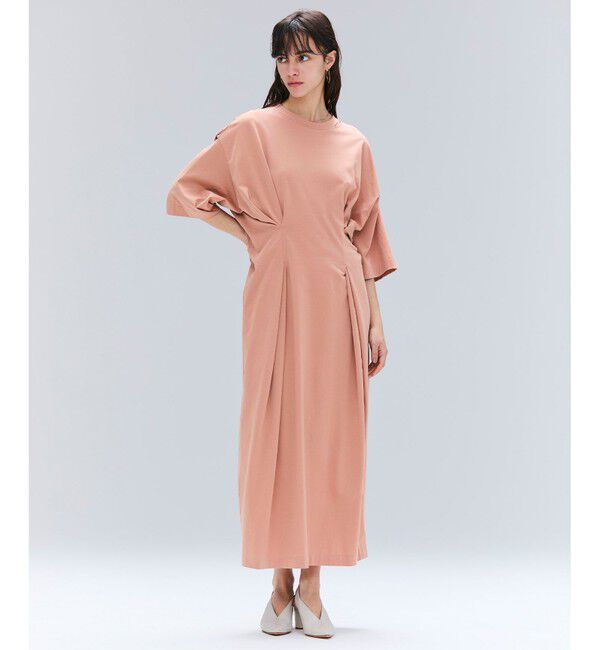 BEIGE,「【洗える】S.BABILA / スリットネックウエストタックワンピース」|ワンピース|