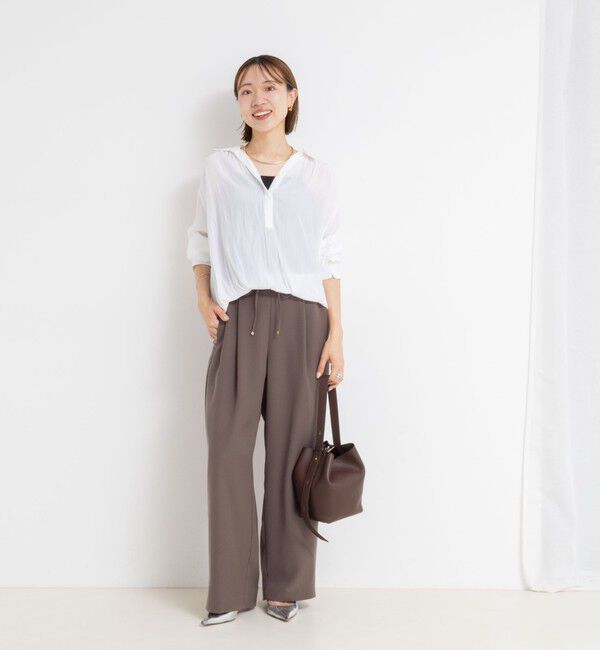 NOLLEY'S sophi「《セットアップ対応》ウォッシャブルダブルクロスサテンイージーワイドパンツ」|その他|