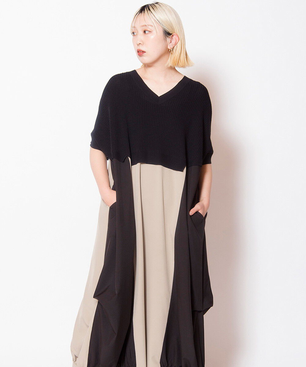  「2WAY切替コクーンニットワンピース」|ワンピース|BLACK