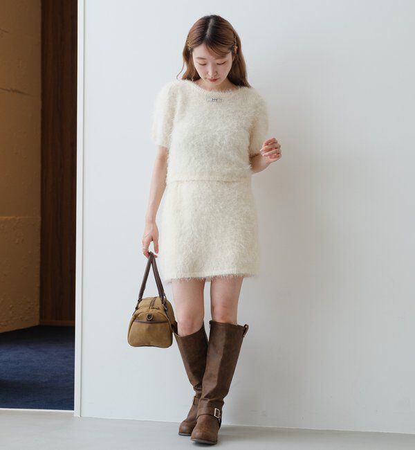 「【新色追加/セットアップ対応/前後2WAY】シャギー半袖カーディガン」|カーディガン|