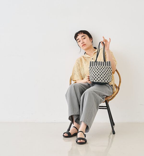 collex「【ANANS】SMALL マクラメワックスコードミックストートバッグ」|かごバッグ|