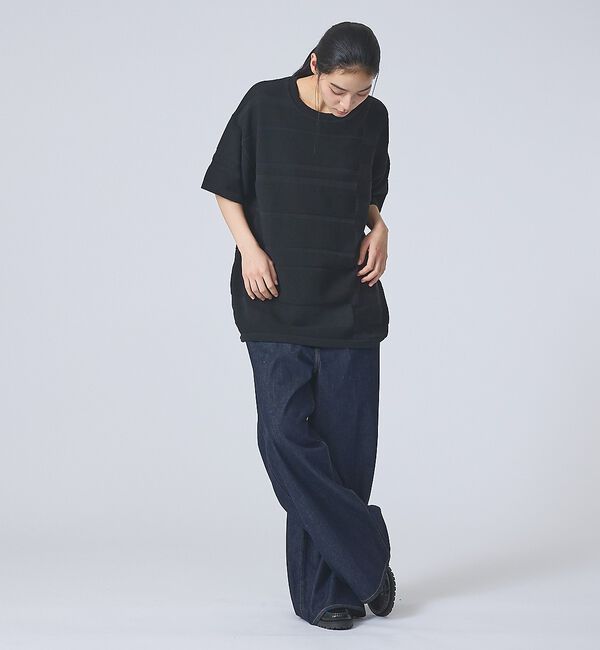 ABAHOUSE「【FORTUNA/フォルトゥナ】EcotecDryKnitボーダーT/エコテック」|ニット・セーター|