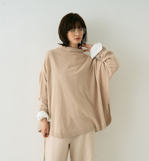 Rouge vif「ボトルネックポンチョライクニットプルオーバー」|ニット・セーター|