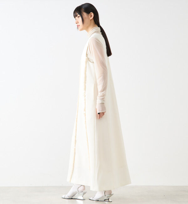 Soffitto「麻調深Vネックフリンジストレッチワンピース」|ワンピース|