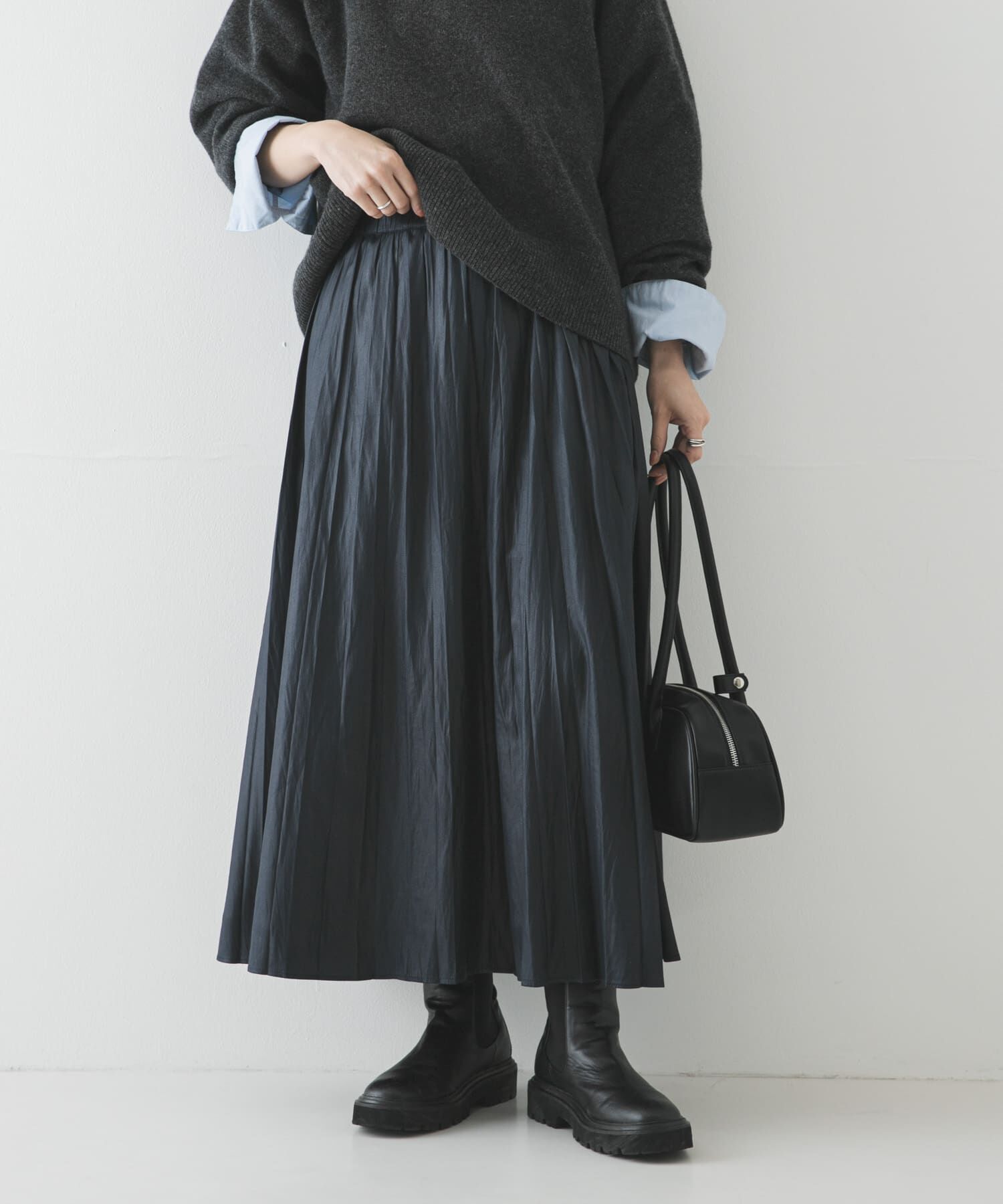URBAN RESEARCH「チンツプリーツスカート」|スカート|ネイビー