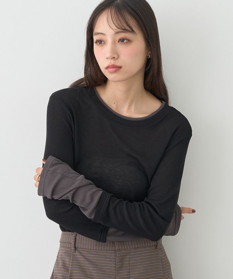 earth music&ecology「レイヤードシアープルオーバー」|Tシャツ・カットソー|Black