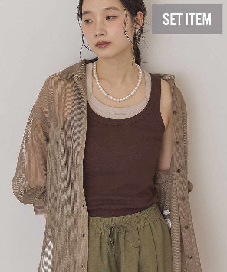 AMERICAN HOLIC「【2点セット】レイヤードデザインタンクトップ」|インナー|Brown