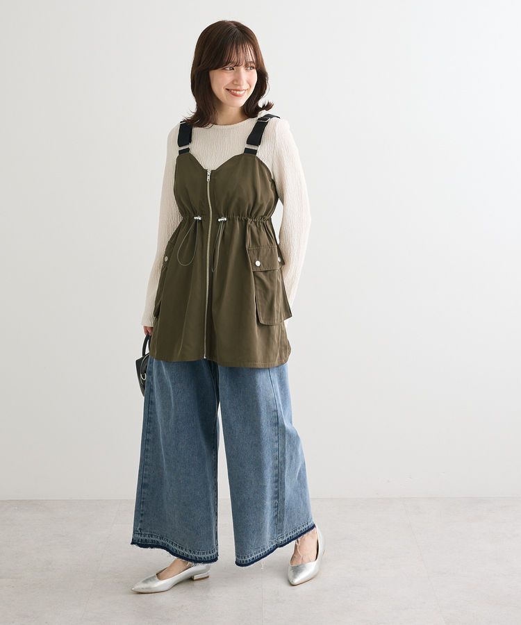 Green Parks「タックワイドデニムパンツ」|デニム|