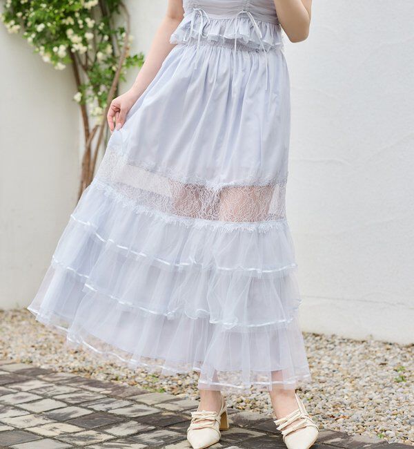  「【Tulle Collection】チュールロングスカート」|スカート|