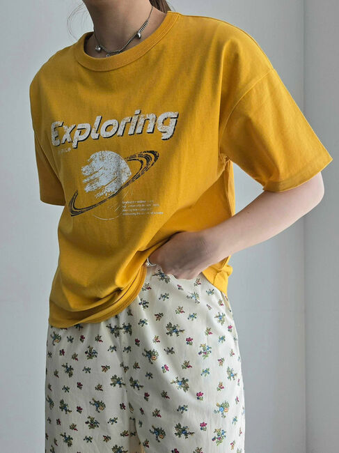 SM2「[接触冷感]スペースモチーフプリントTシャツ」|Tシャツ・カットソー|イエロー