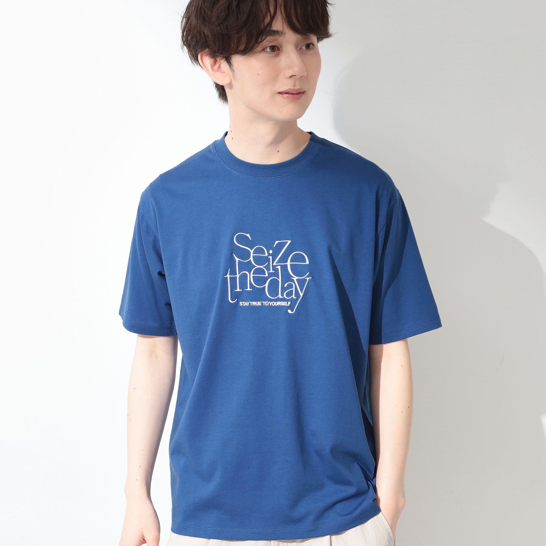 THE SHOP TK「COOLロゴ半袖Tシャツ 接触冷感／洗濯機OK」|Tシャツ・カットソー|ブルー(193)