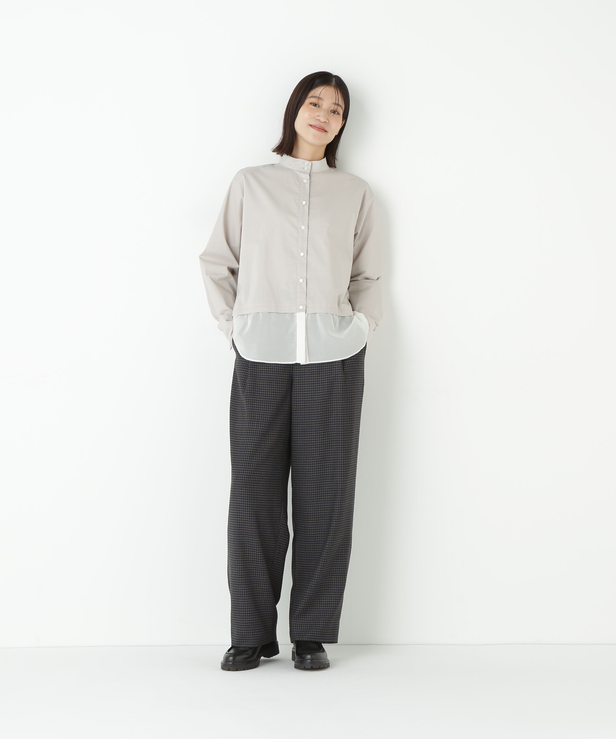  「◆先染めチェックタックセミワイドパンツ」|その他|