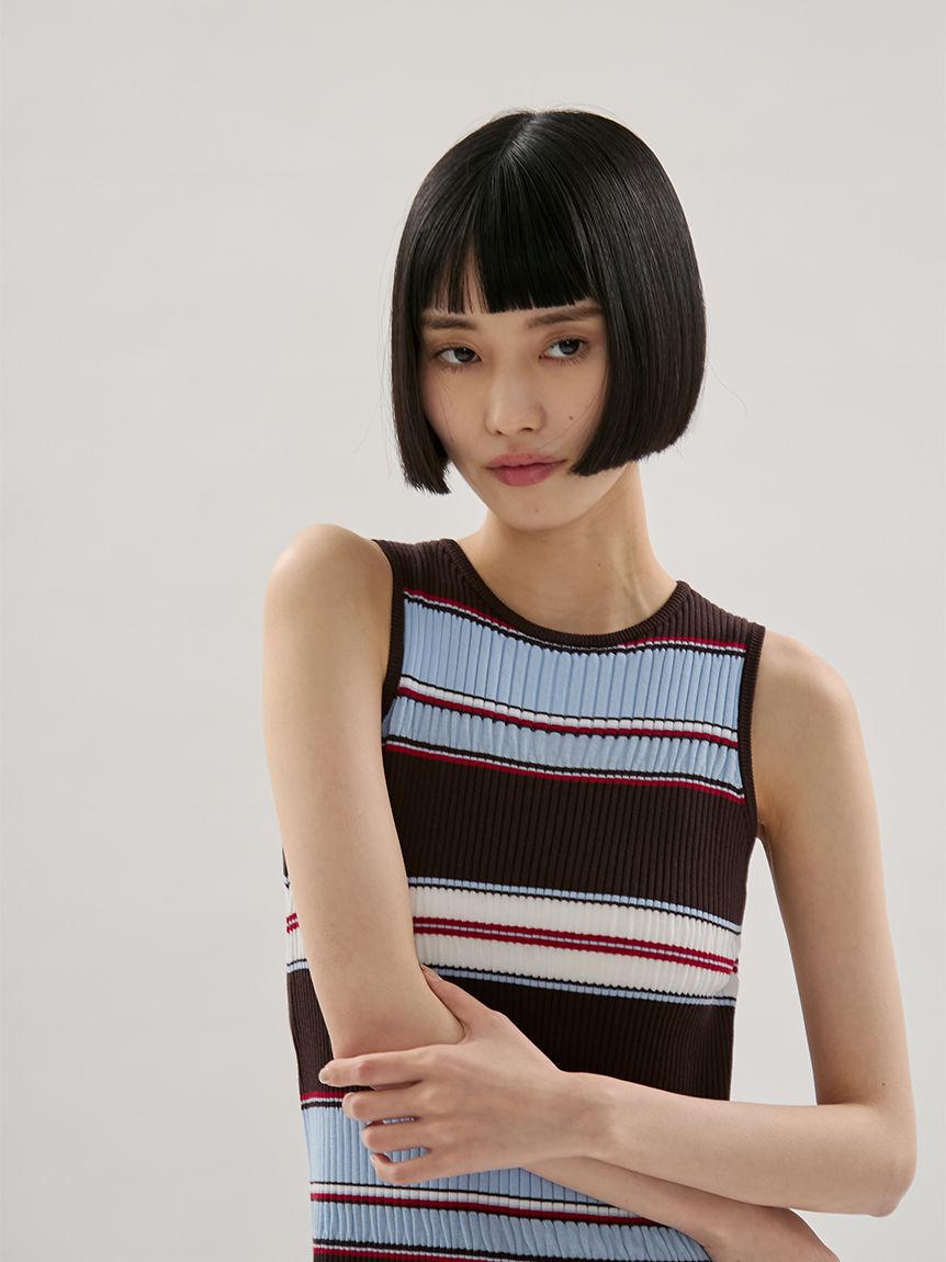 emmi atelier「【ONLINE限定カラーあり】マルチボーダーニットワンピース」|ワンピース|