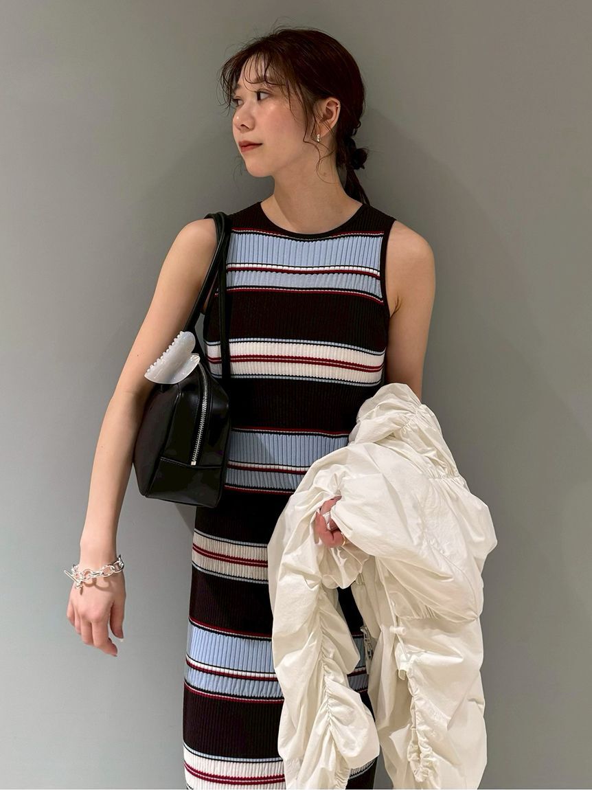 emmi atelier「【ONLINE限定カラーあり】マルチボーダーニットワンピース」|ワンピース|