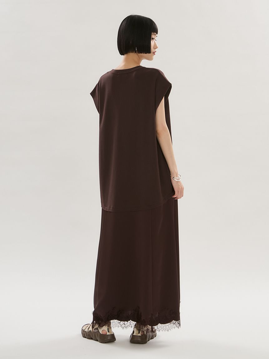 emmi atelier「カットドッキングサテンレースワンピース」|ワンピース|