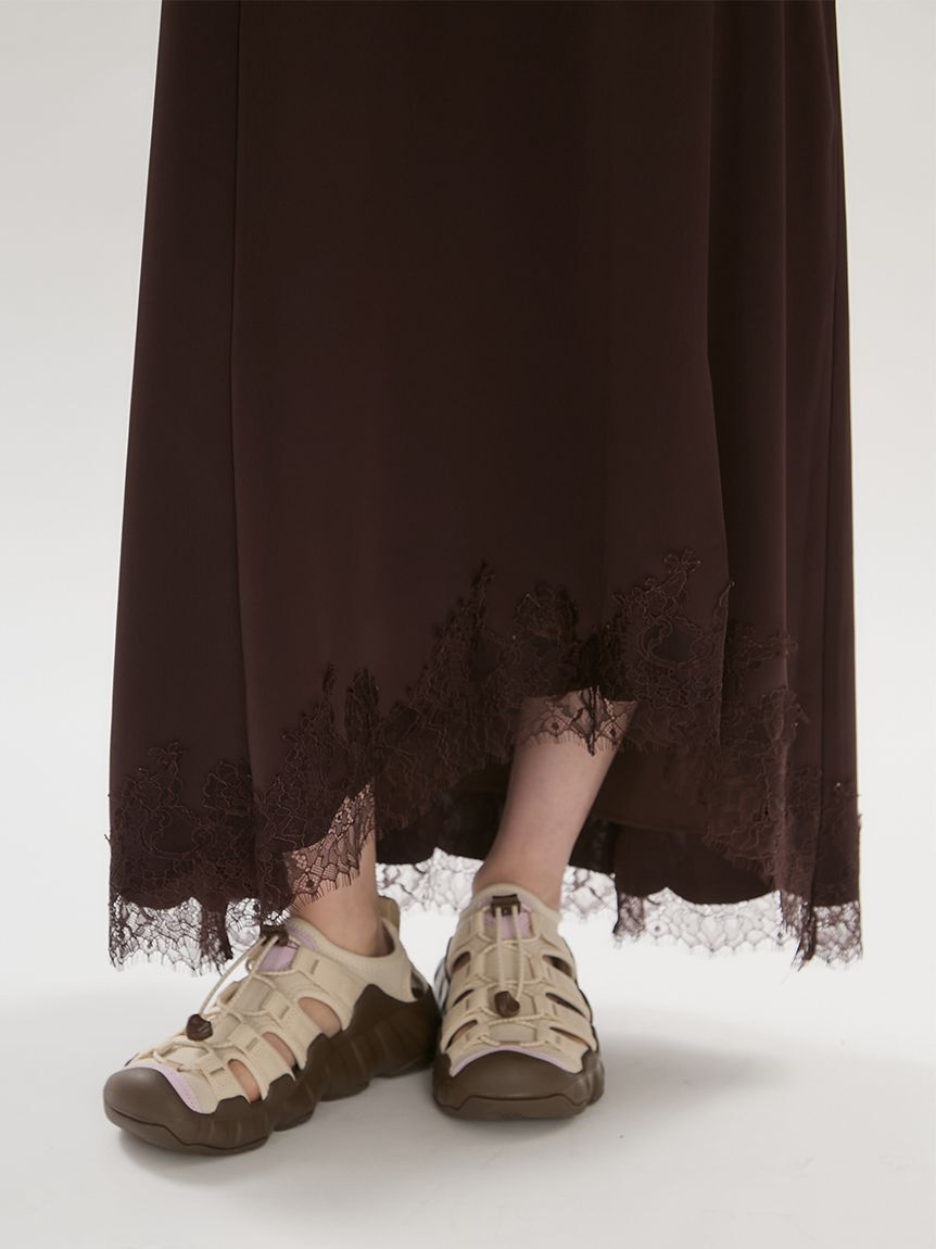 emmi atelier「カットドッキングサテンレースワンピース」|ワンピース|