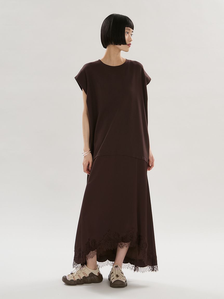 emmi atelier「カットドッキングサテンレースワンピース」|ワンピース|