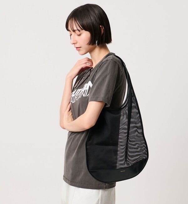 UNITED ARROWS「＜ORSETTO＞メッシュ コンビ バッグ」|ショルダー・メッセンジャー|BLACK