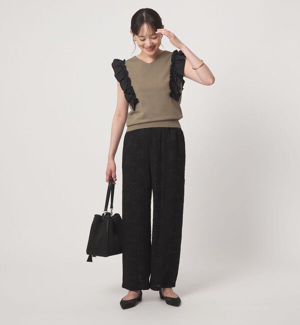 UNITED ARROWS green label relaxing「フリルドッキング ノースリーブ ニット ウォッシャブル」|ニット・セーター|