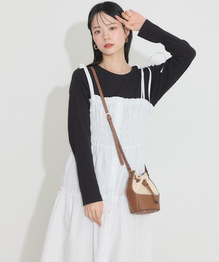 earth music&ecology「ギャザーティアードキャミドレ」|ワンピース|White