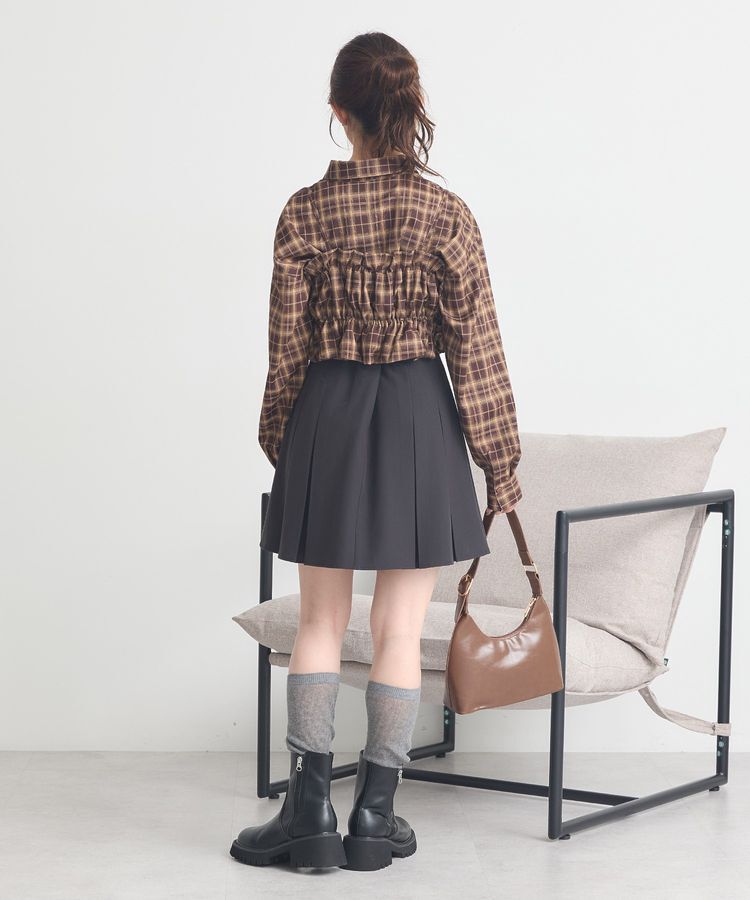 earth music&ecology「SET2点チェック柄シャーリングビスチェ＋シャツ」|シャツ・ブラウス|