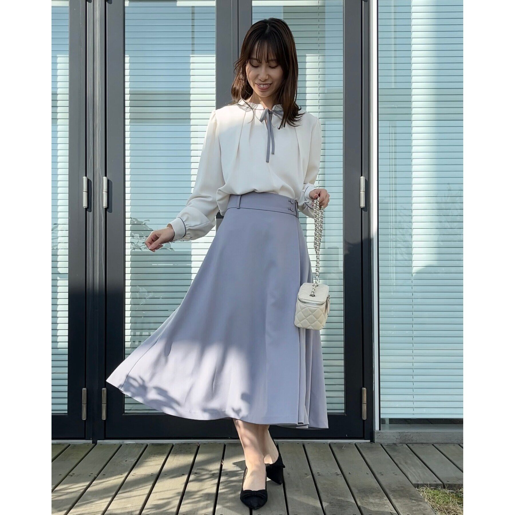 Couture broach「【きれいめ・美脚効果・通勤】ネオシャンブルラップ風スカート」|スカート|