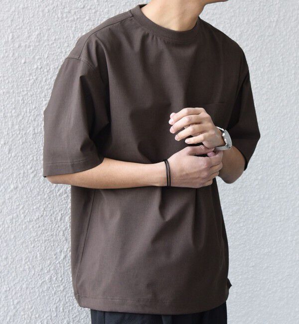SHIPS any「SHIPS any:〈吸水速乾〉Rapidry クルーネック スピンドル ポケット Tシャツ(セットアップ対応)◆」|Tシャツ・カットソー|ブラウン
