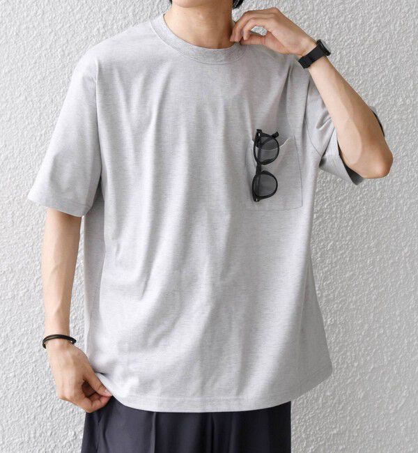 SHIPS any「SHIPS any:〈接触冷感/吸水速乾/UVカット/遮熱〉Raylock ダブルフェイス ポケット Tシャツ」|Tシャツ・カットソー|