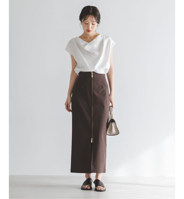 NOBLE「《セットアップ対応》【洗える】ファジーリネンタックショルダーブラウス」|シャツ・ブラウス|