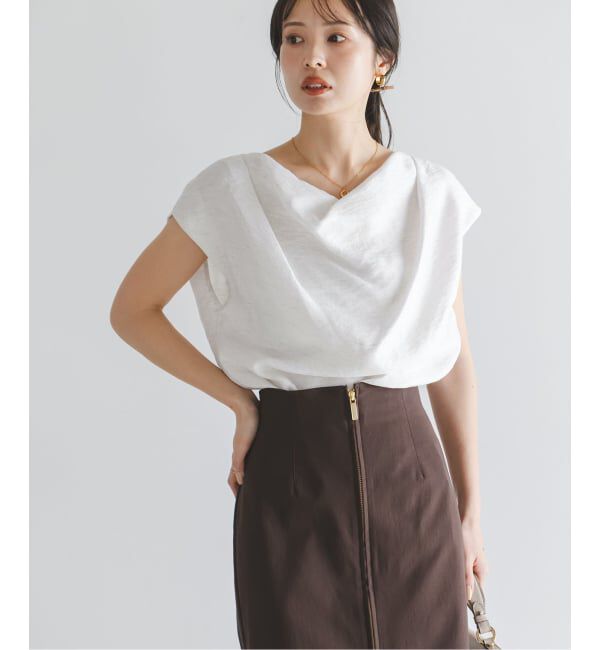 NOBLE「《セットアップ対応》【洗える】ファジーリネンタックショルダーブラウス」|シャツ・ブラウス|