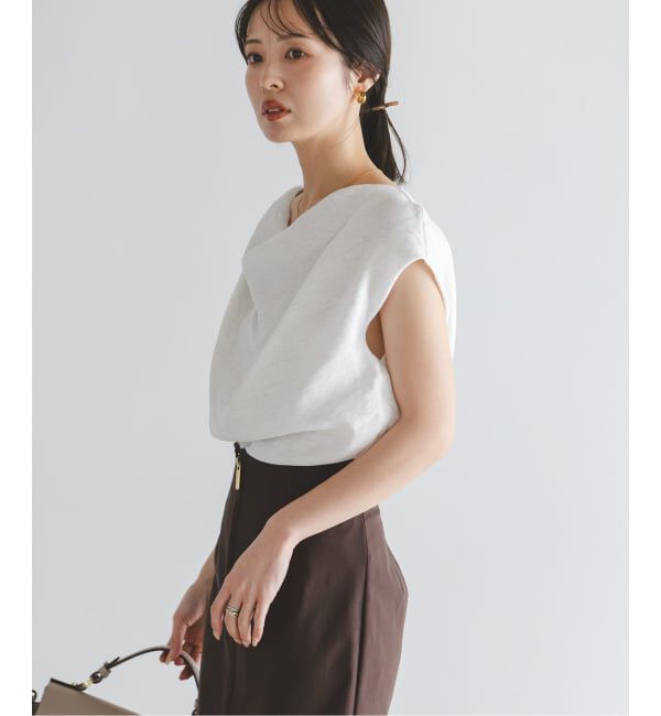 NOBLE「《セットアップ対応》【洗える】ファジーリネンタックショルダーブラウス」|シャツ・ブラウス|