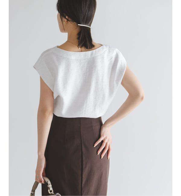 NOBLE「《セットアップ対応》【洗える】ファジーリネンタックショルダーブラウス」|シャツ・ブラウス|