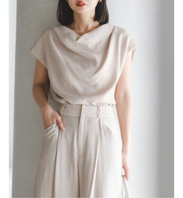 NOBLE「《セットアップ対応》【洗える】ファジーリネンタックショルダーブラウス」|シャツ・ブラウス|