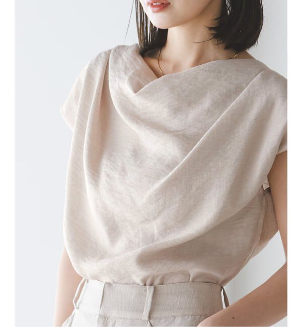 NOBLE「《セットアップ対応》【洗える】ファジーリネンタックショルダーブラウス」|シャツ・ブラウス|