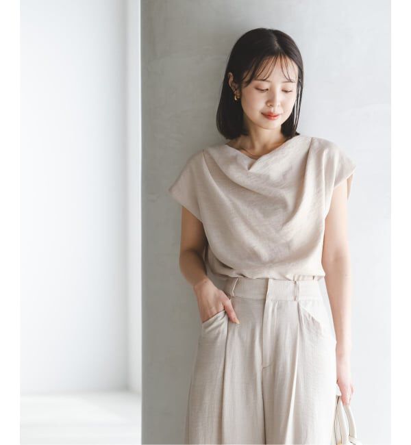 NOBLE「《セットアップ対応》【洗える】ファジーリネンタックショルダーブラウス」|シャツ・ブラウス|