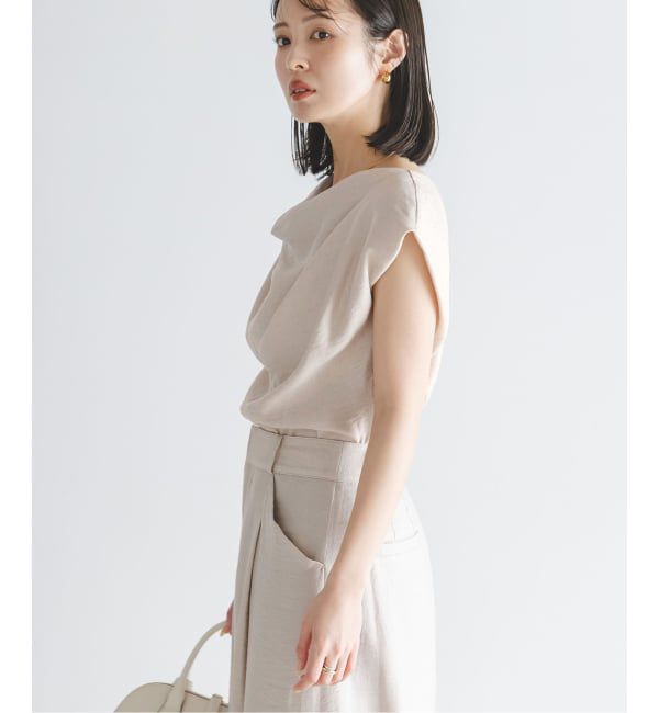 NOBLE「《セットアップ対応》【洗える】ファジーリネンタックショルダーブラウス」|シャツ・ブラウス|