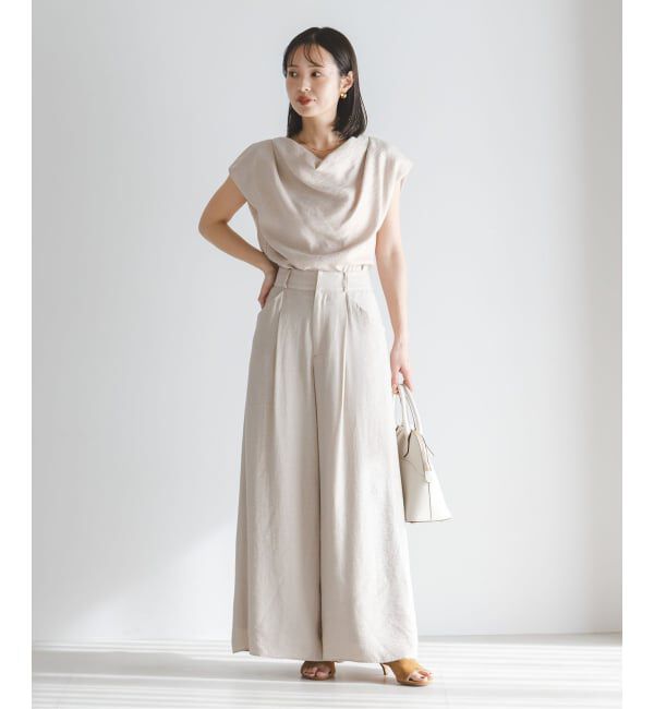 NOBLE「《セットアップ対応》【洗える】ファジーリネンタックショルダーブラウス」|シャツ・ブラウス|