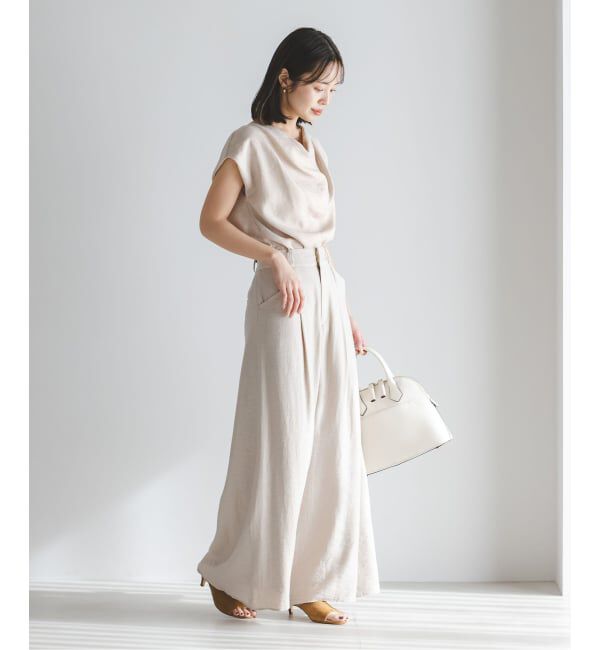 NOBLE「《セットアップ対応》【洗える】ファジーリネンタックショルダーブラウス」|シャツ・ブラウス|