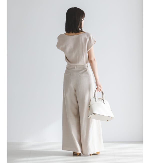 NOBLE「《セットアップ対応》【洗える】ファジーリネンタックショルダーブラウス」|シャツ・ブラウス|