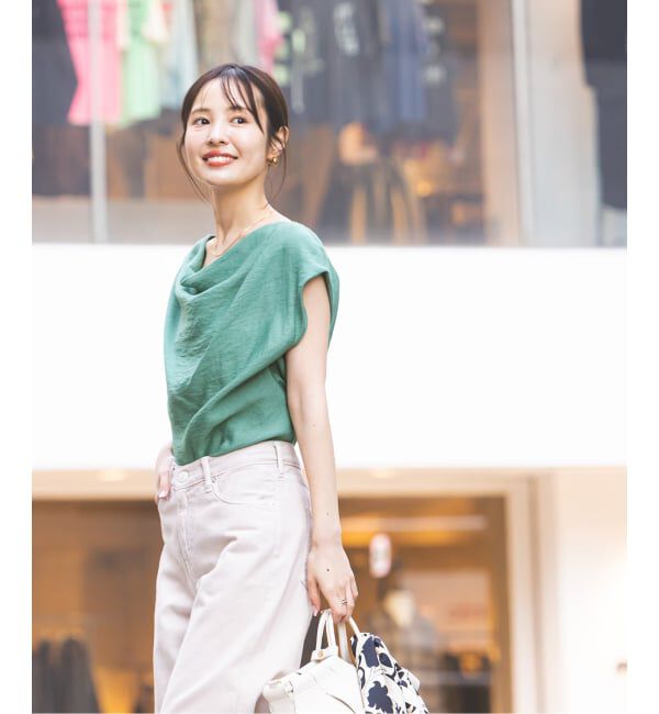 NOBLE「《セットアップ対応》【洗える】ファジーリネンタックショルダーブラウス」|シャツ・ブラウス|
