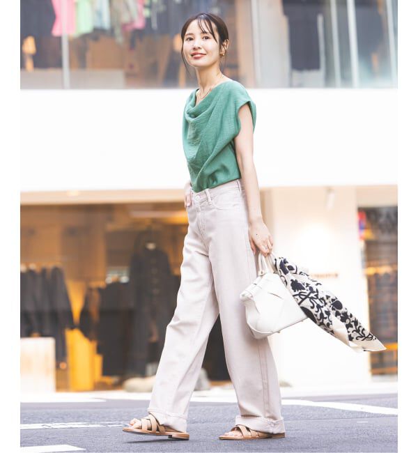 NOBLE「《セットアップ対応》【洗える】ファジーリネンタックショルダーブラウス」|シャツ・ブラウス|