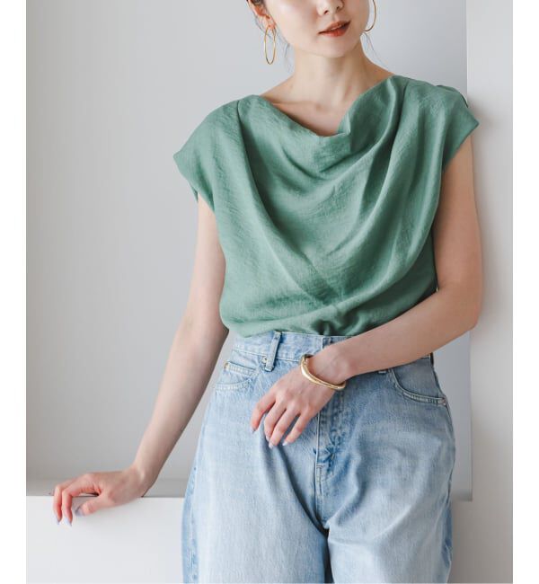 NOBLE「《セットアップ対応》【洗える】ファジーリネンタックショルダーブラウス」|シャツ・ブラウス|