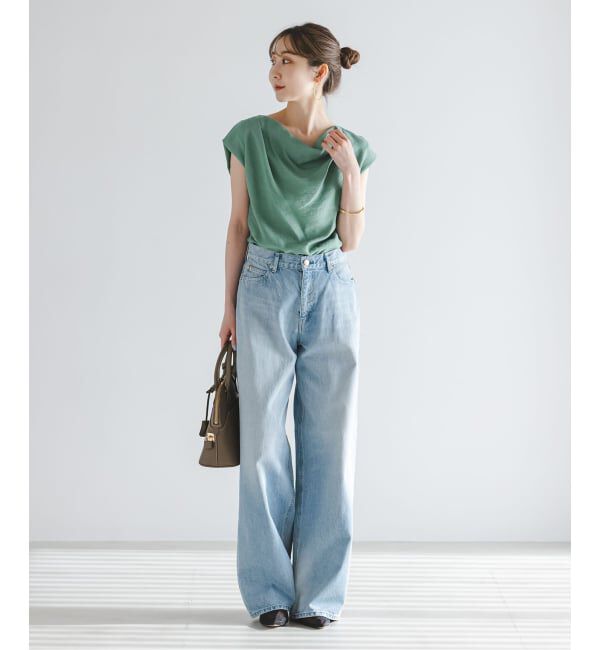 NOBLE「《セットアップ対応》【洗える】ファジーリネンタックショルダーブラウス」|シャツ・ブラウス|