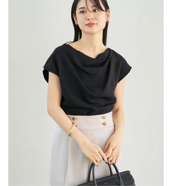 NOBLE「《セットアップ対応》【洗える】ファジーリネンタックショルダーブラウス」|シャツ・ブラウス|