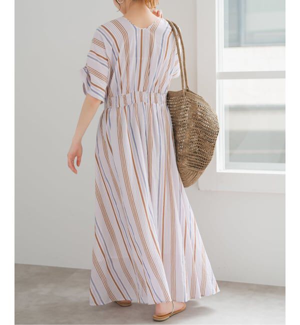 Spick and Span「《別注カラー有 / 追加》ne Quittez pas Cotton Voile Stripe Waist Gather Dress」|ワンピース|