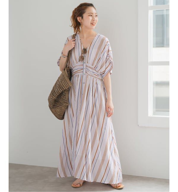 Spick and Span「《別注カラー有 / 追加》ne Quittez pas Cotton Voile Stripe Waist Gather Dress」|ワンピース|