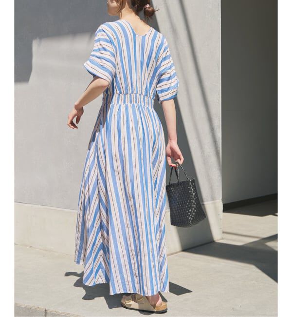 Spick and Span「《別注カラー有 / 追加》ne Quittez pas Cotton Voile Stripe Waist Gather Dress」|ワンピース|